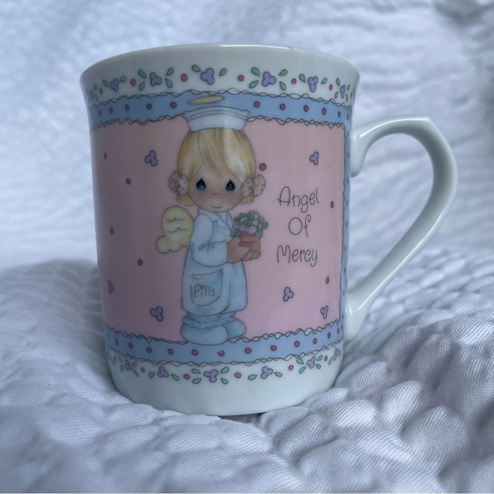 Vintage Precious Moments Angel of Mercy Mug Nurse Coffee Cup  1991